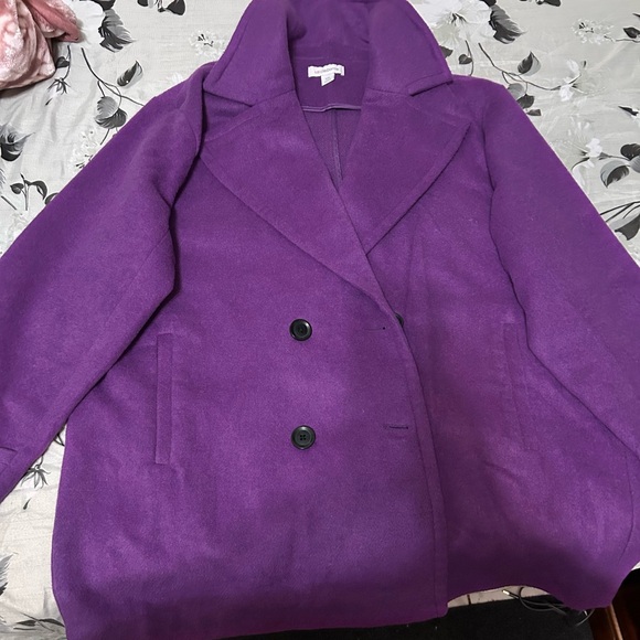 🤍Women's Purple Double-Breasted Coat - Picture 3 of 4